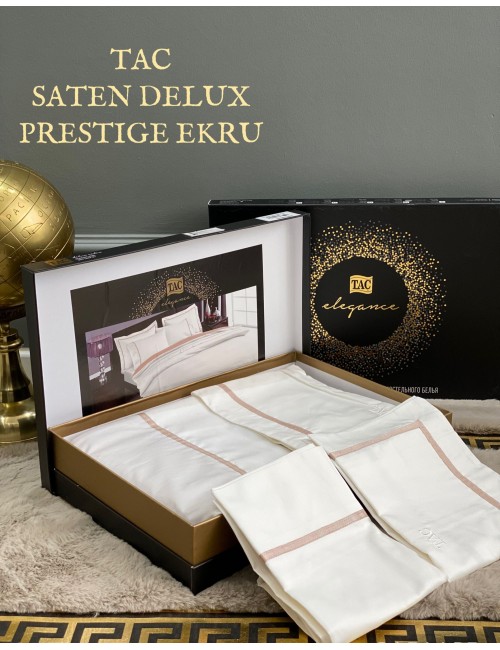 TAC Prestige ekru DELUX SATIN / Постельное белье сатин делюкс евро 